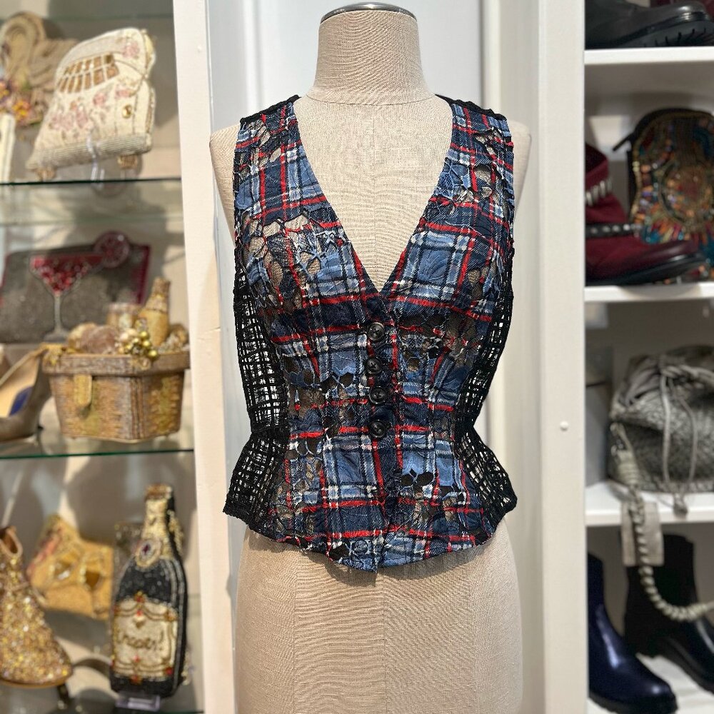 PLAID LACE VEST